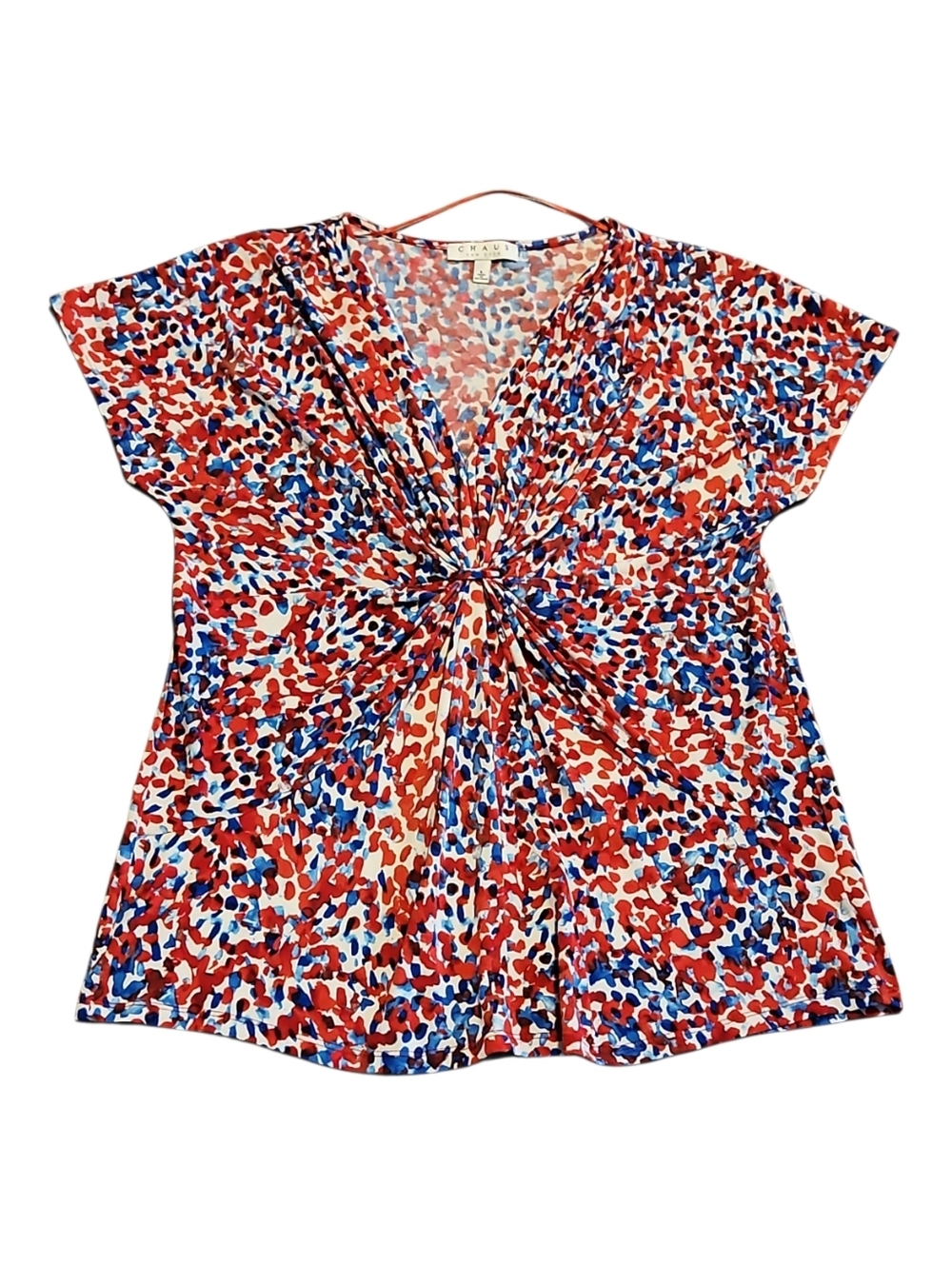 Chaus Top Short Sleeve Abstract Print Womens Size L